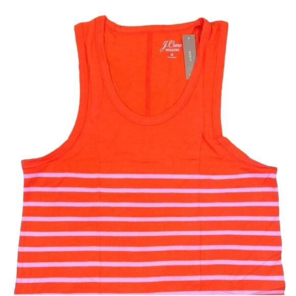 NWT J. Crew Orange & Pink Stripe Tank - SIZE MEDIUM - Picture 3 of 7